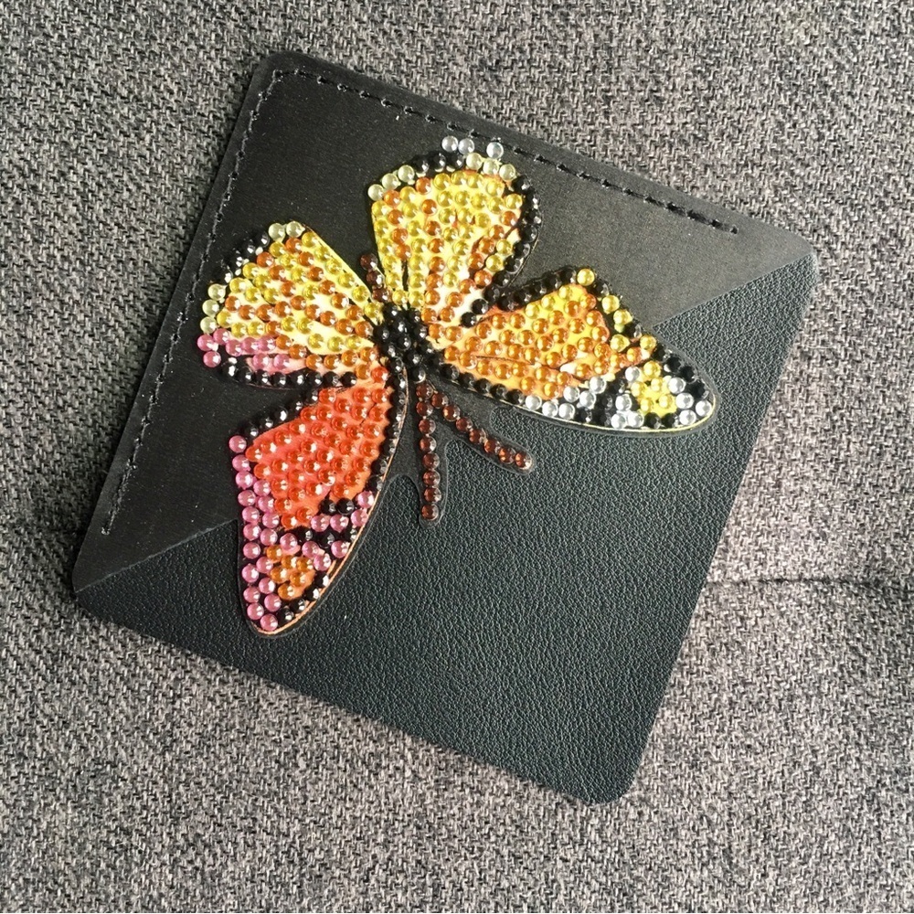 Diamond Art Butterfly Corner Bookmark, Colorful, Sparkly, Bling (ORNG/YLW/PINK) - Picture 4 of 17